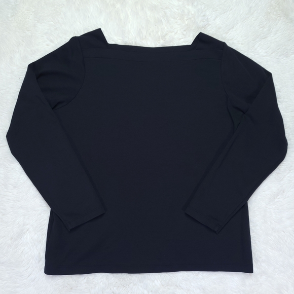 L.L. Bean 100% Cotton Square Neck Black Longsleeve Tee Size L - Picture 2 of 9